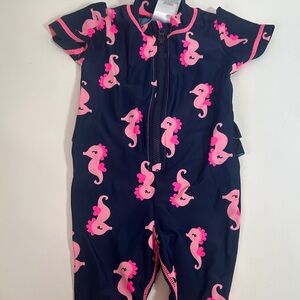 Carters full body swimsuit seahorse print size 6 months